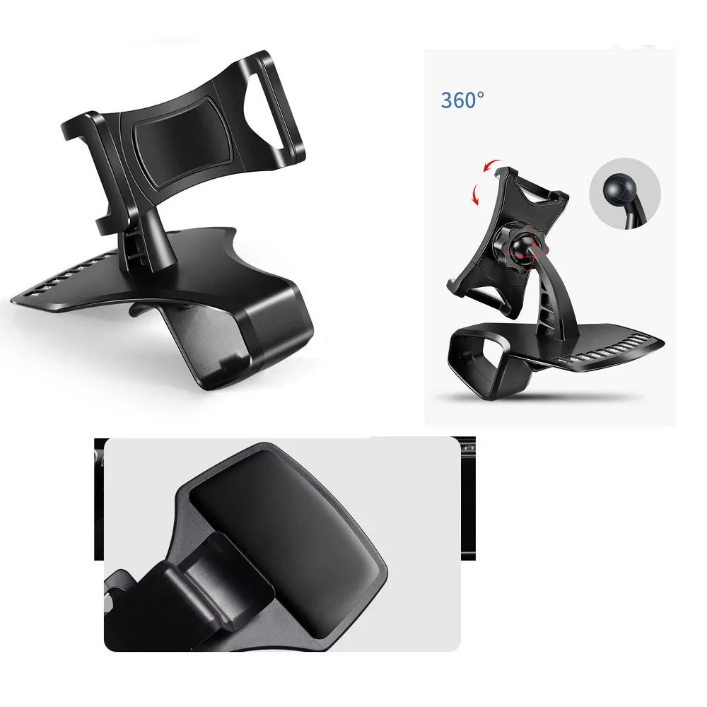 3 in 1 Car GPS Smartphone Holder: Dashboard / Visor Clamp   AC Grid Clip for Lava Iris 349 Sleek - Black