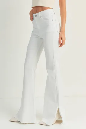 amelia split flare jean - white