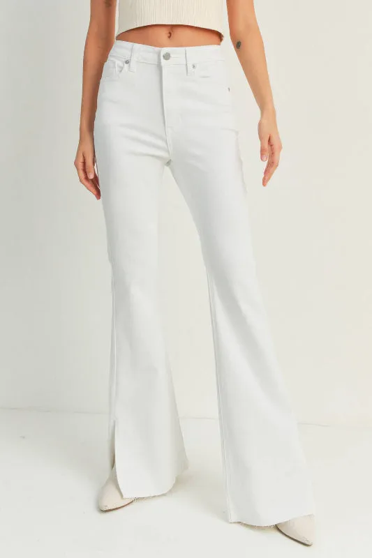amelia split flare jean - white