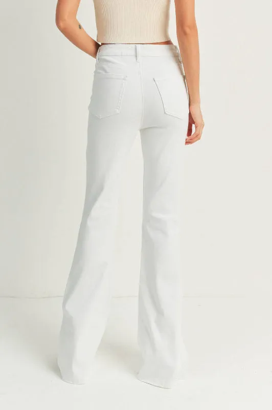 amelia split flare jean - white