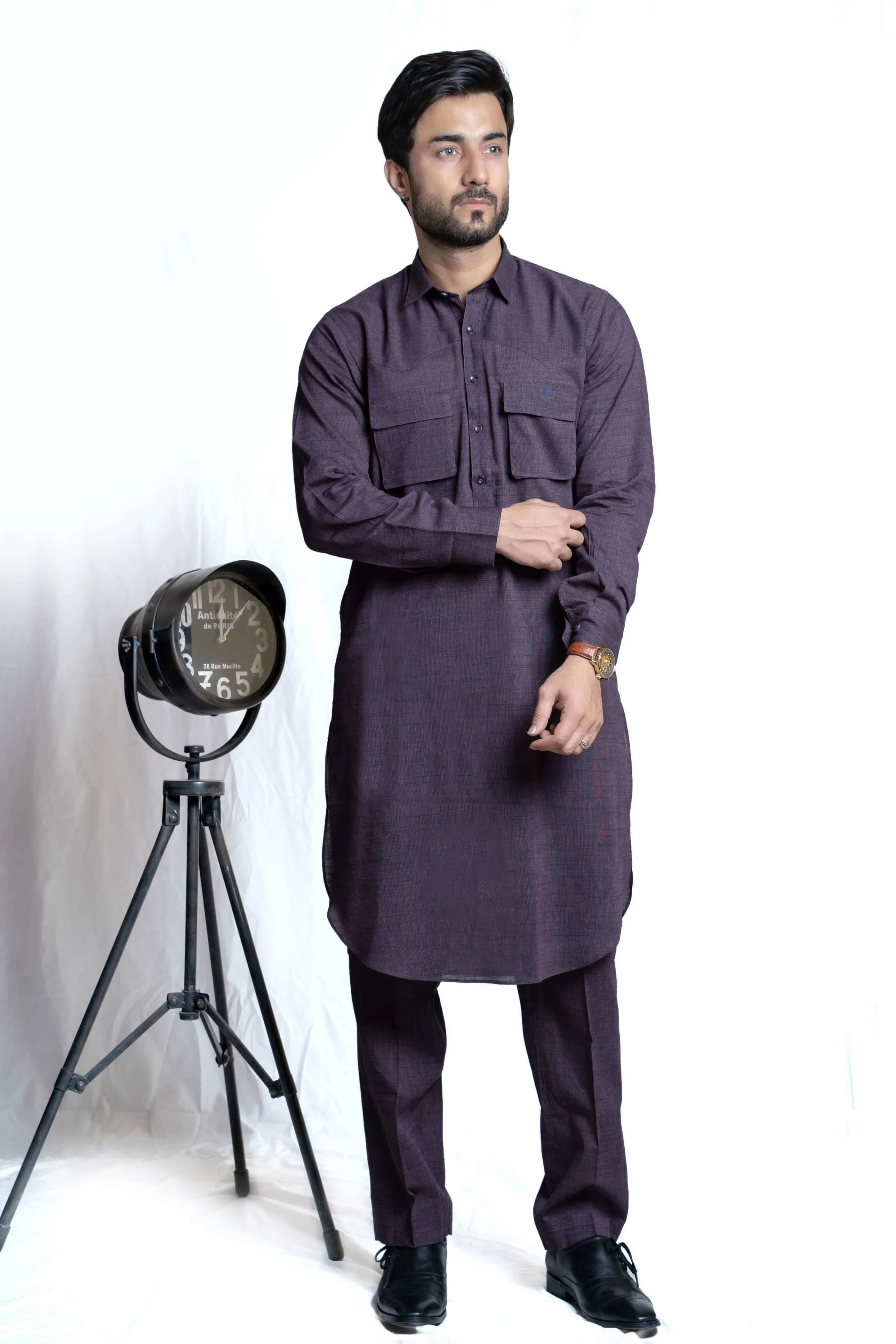 Deep Purple Curundi Cotton Kurta Pants