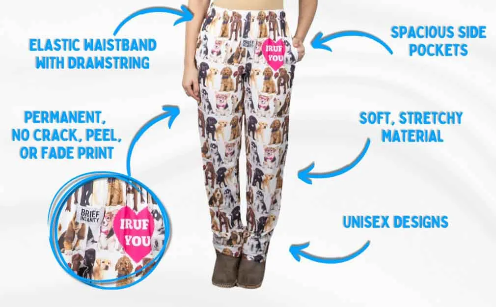 F Brief Insanity "Book Pattern" Unisex Print Lounge Pant w/ Pockets, #7321P