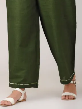 Green Cotton Satin Pants