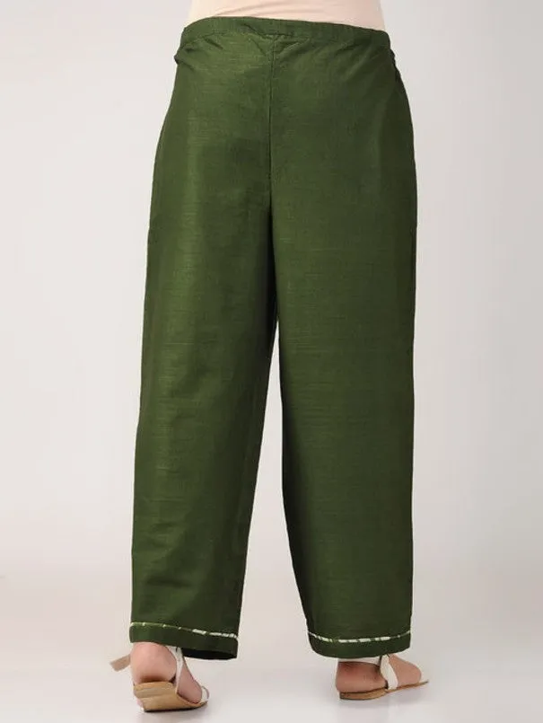 Green Cotton Satin Pants