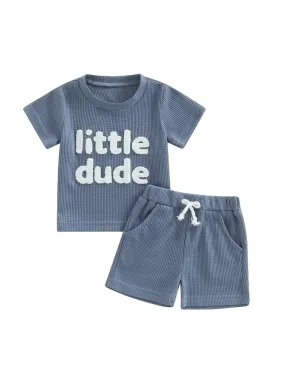 Little Dude Blue Short Sleeve Set