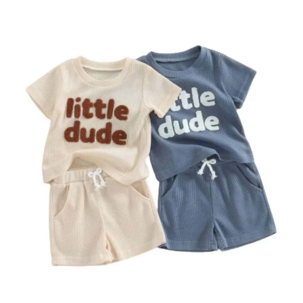 Little Dude Blue Short Sleeve Set