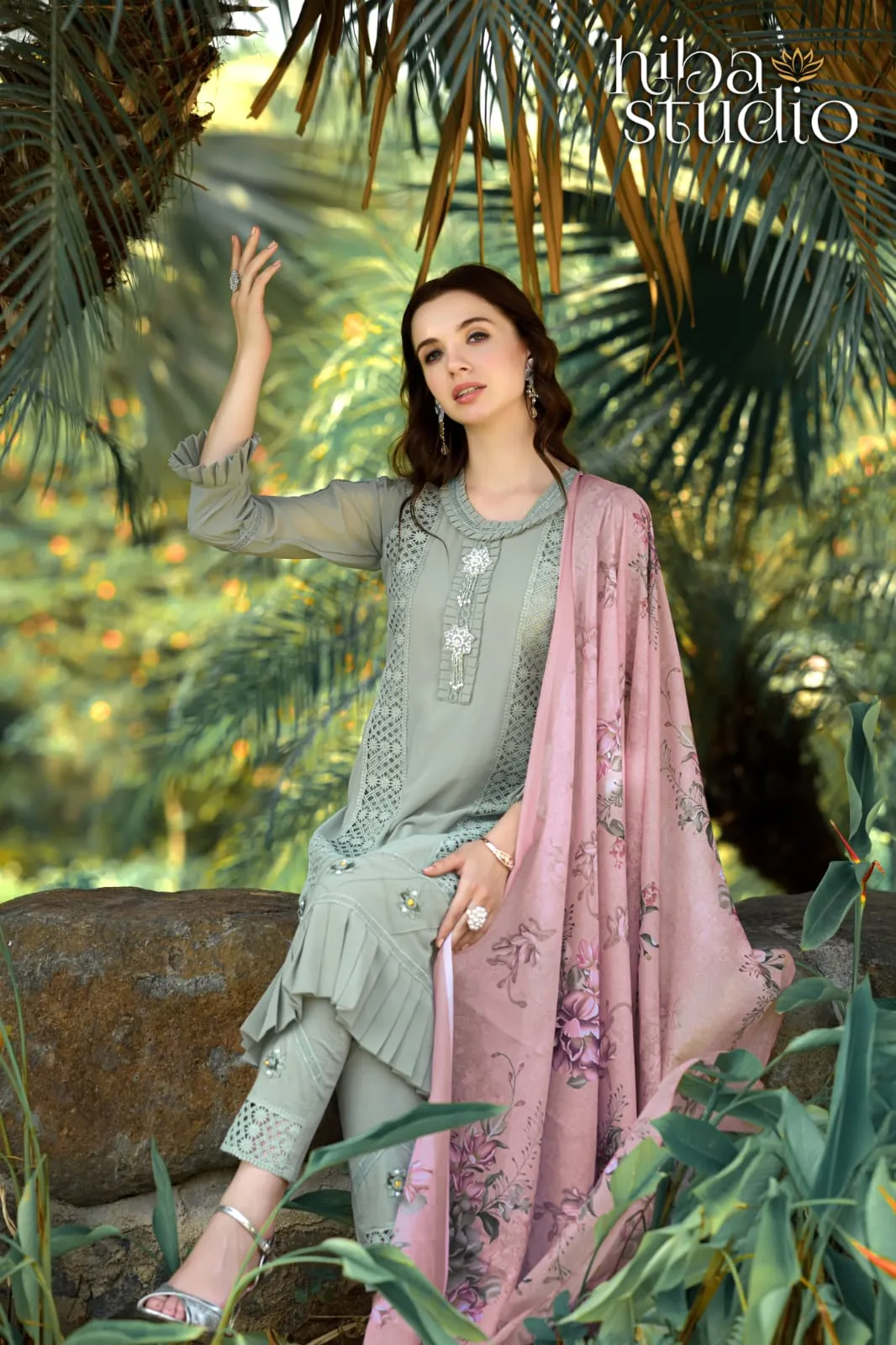 LPC 50 BY HIBA STUDIO EXCLUSIVE DESIGNER FAUX GEORGETTE READYMADE PAKISTANI SUITS