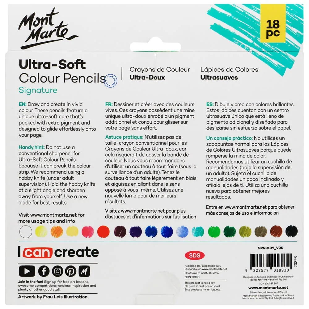 Mont Marte Ultra-Soft Coloured Pencils Signature 18 pc