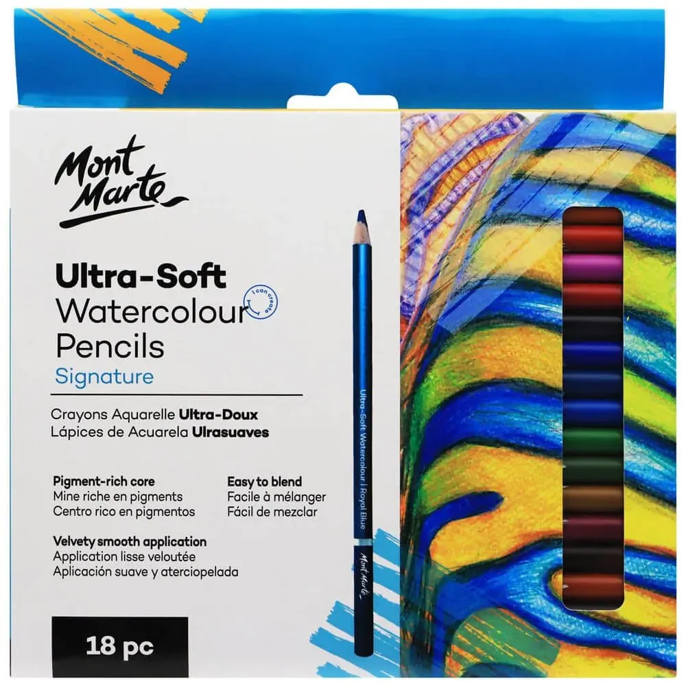 Mont Marte Ultra-Soft Watercolour Pencils 18 pc