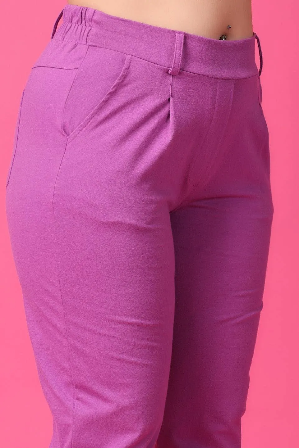 Purple Solid Pants