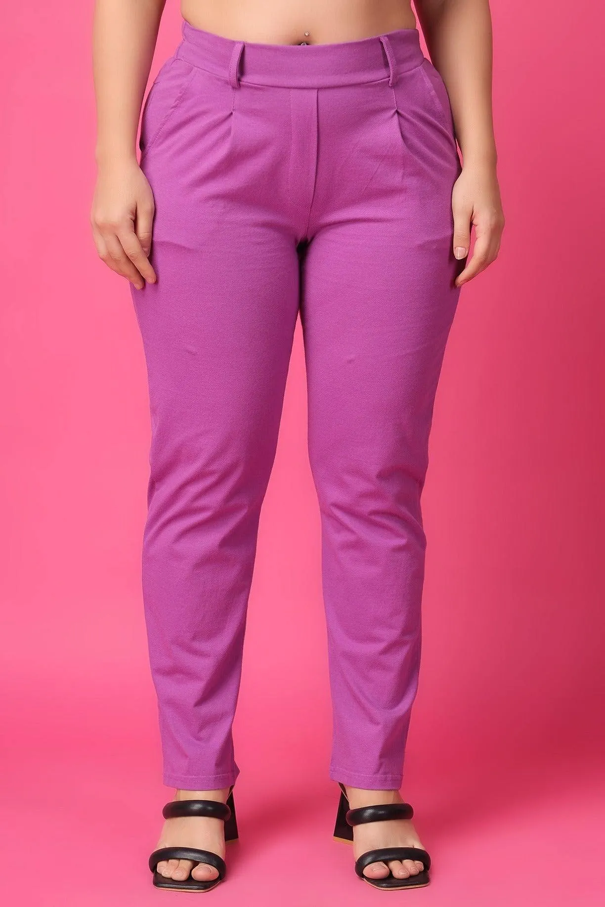 Purple Solid Pants
