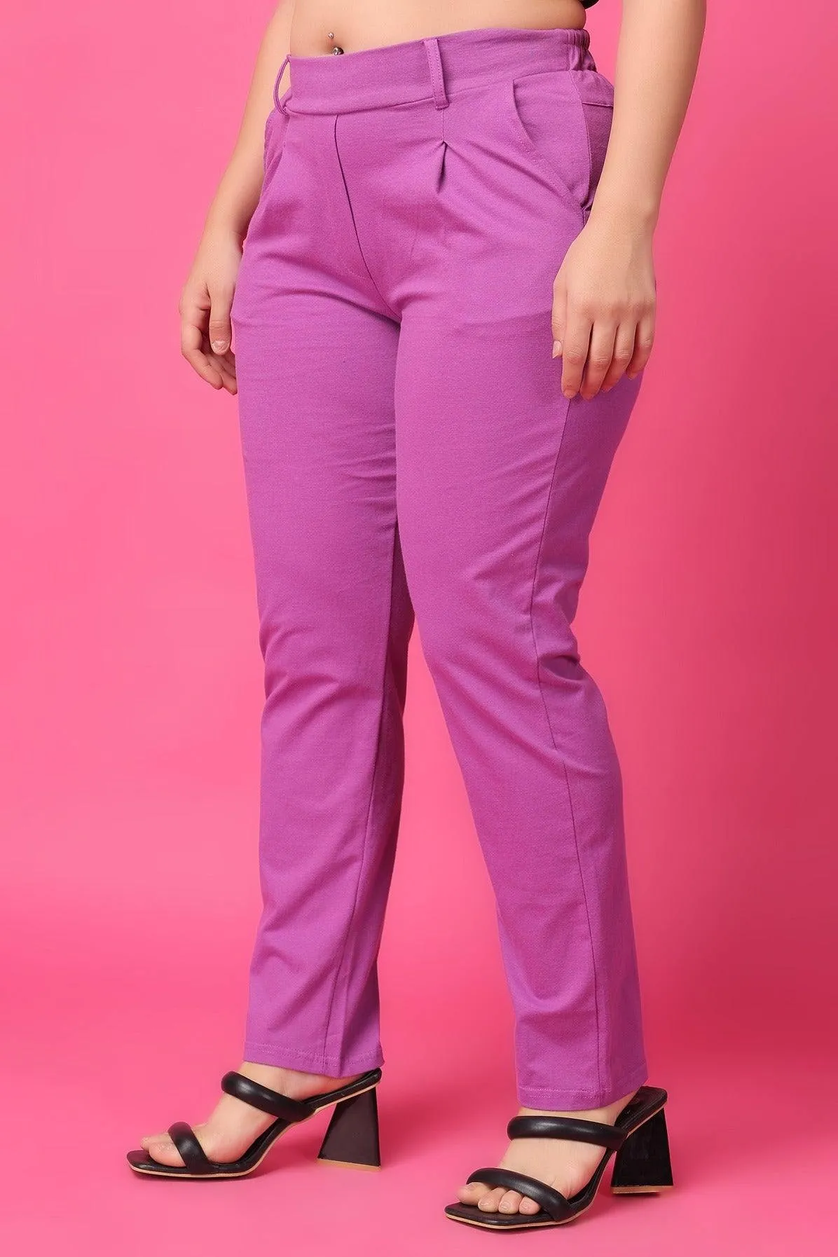 Purple Solid Pants