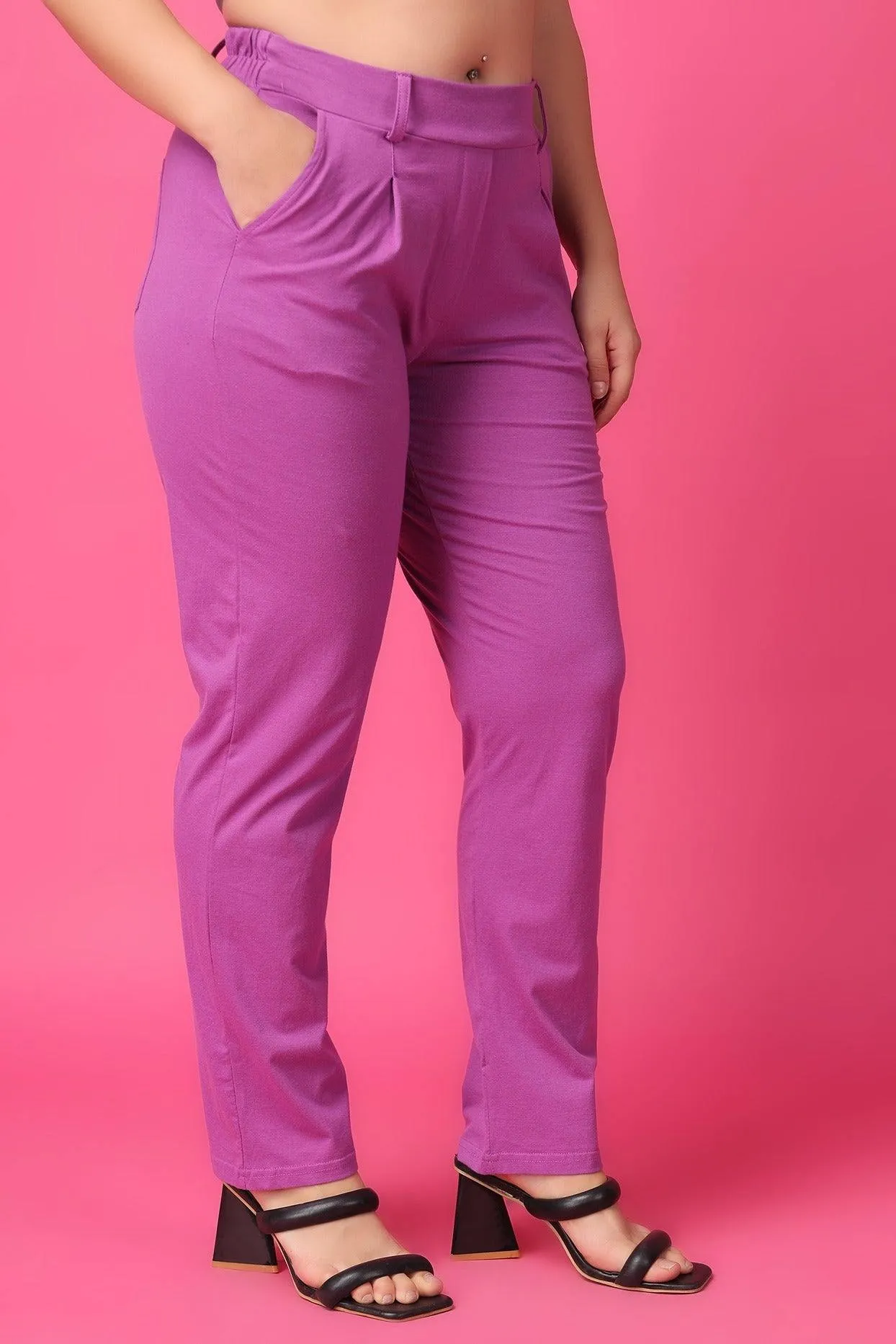 Purple Solid Pants