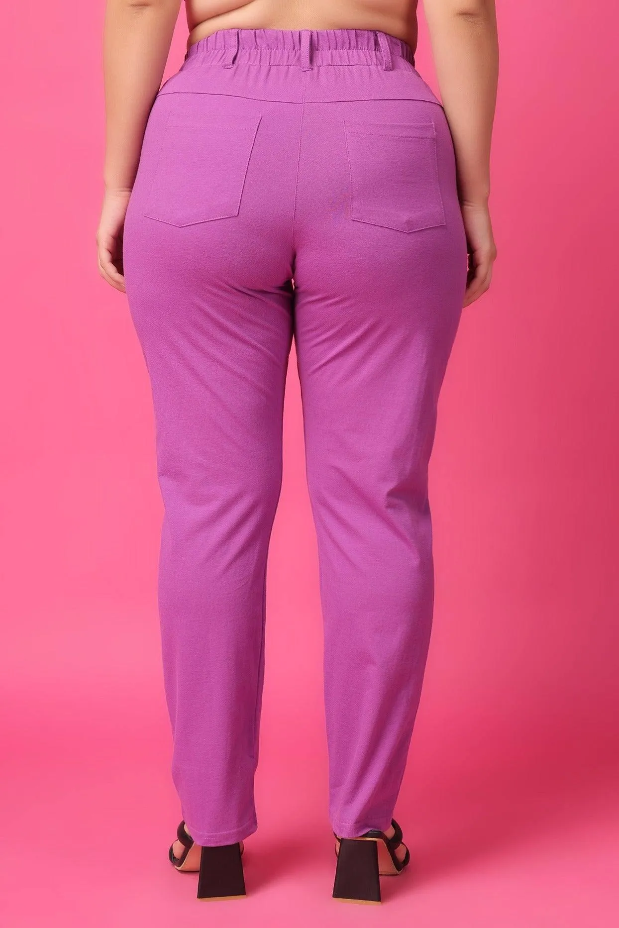 Purple Solid Pants