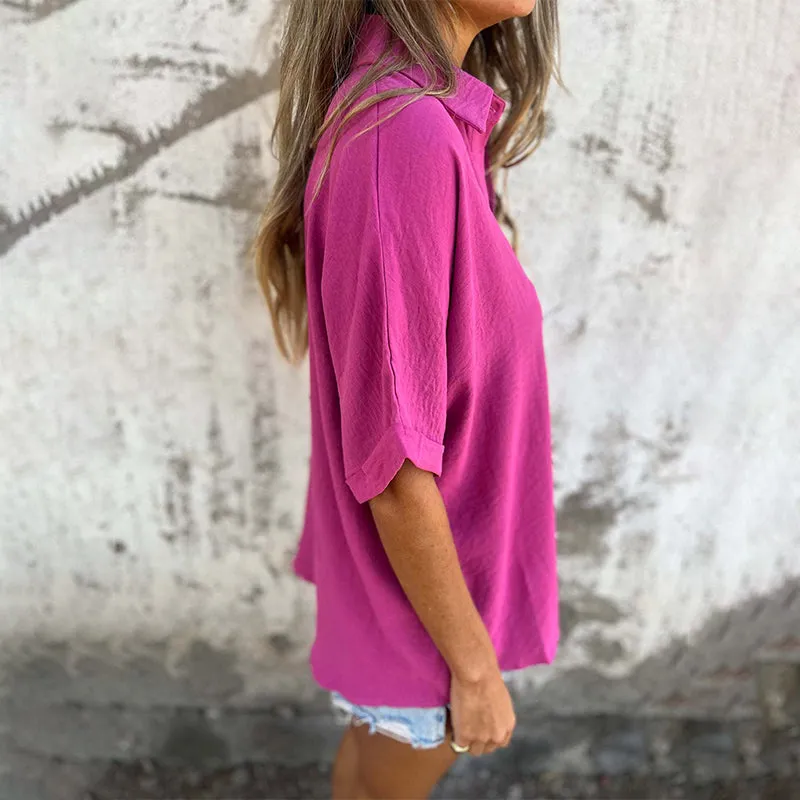 🌸Spring Specials🌸 Women's Casual Solid Color Loose Fit Shirt