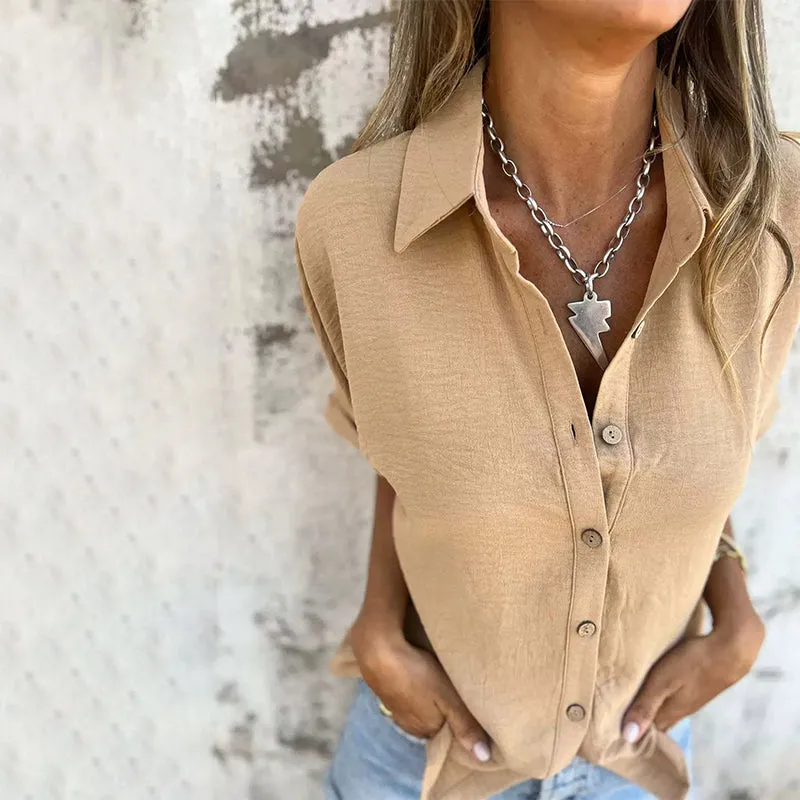 🌸Spring Specials🌸 Women's Casual Solid Color Loose Fit Shirt