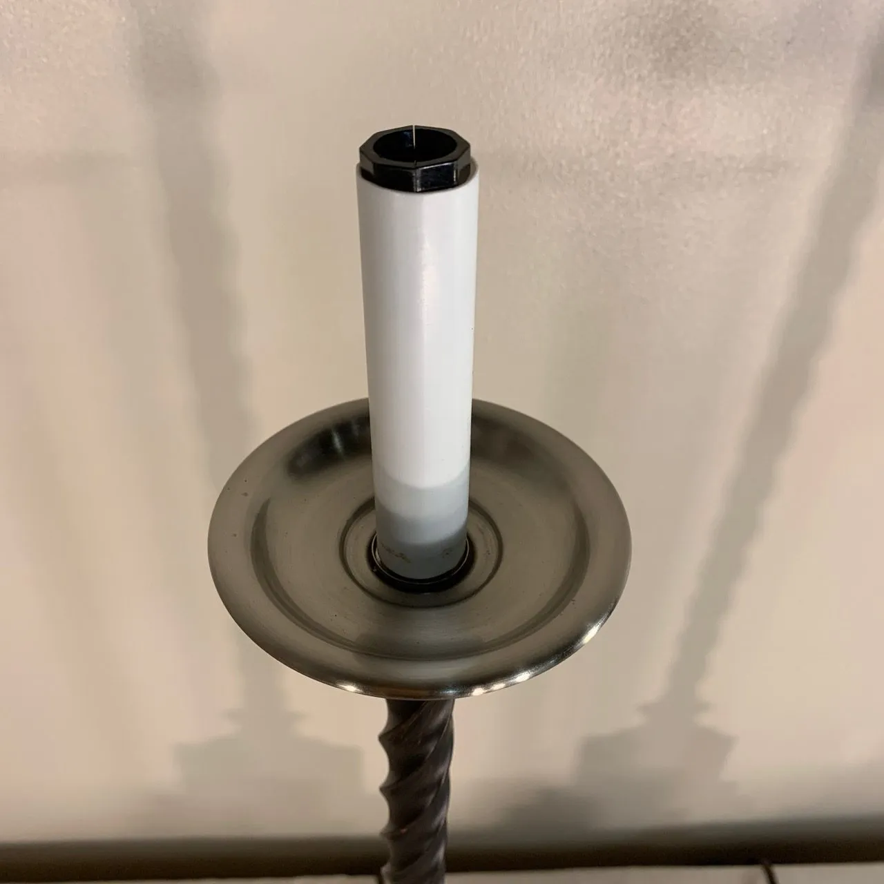 Table Lamp, Brushed Silver Metal, Bronze Spiral